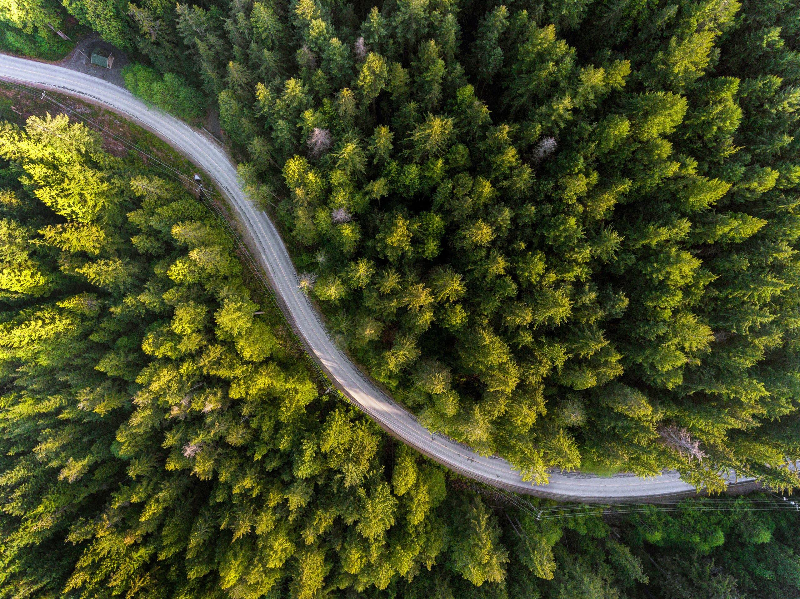 An arial view of the beautiful Bowen Island, BC, Canada.