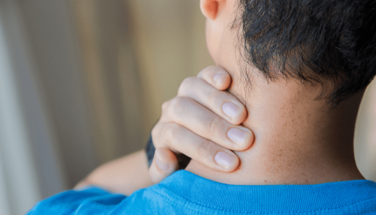 Man with sore neck.